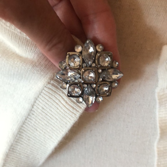 Cropped Sweater, shrug, vintage pin embellishment - Picture 8 of 8